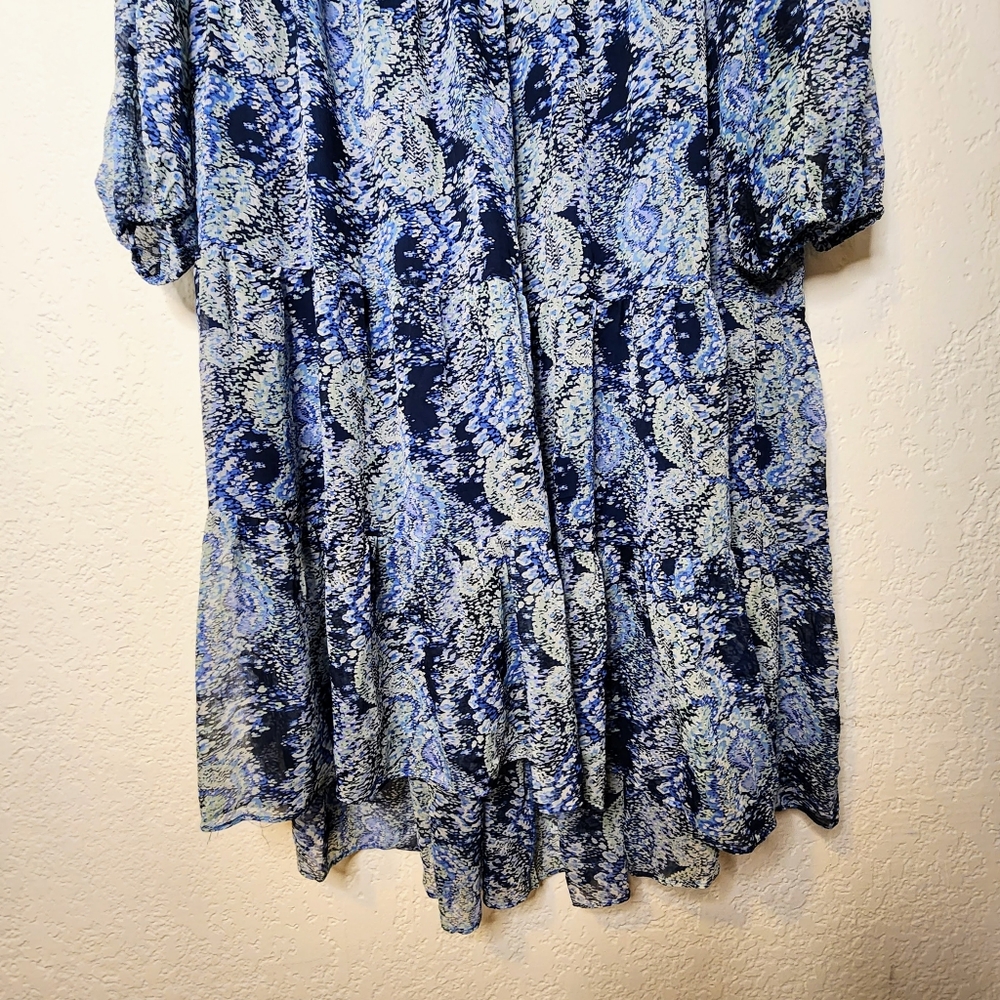 Joie Blue Parisian Paisley Chiffon Balloon Maxi Dress Sz XXL NwT Tiered Ruffles - Picture 5 of 15